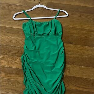 Green Ruched Cheryl Creation Spaghetti  Strap Party Dress(IT IS NOT FROM ZARA)